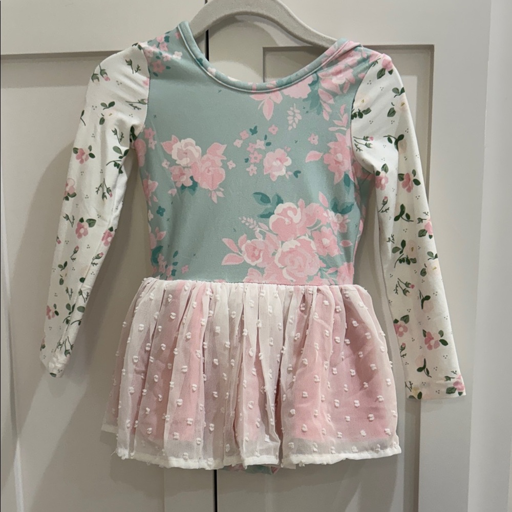 Cheeky Plum Floral Long Sleeve Farrah Leotard in Marketplace 12-18M NWOT